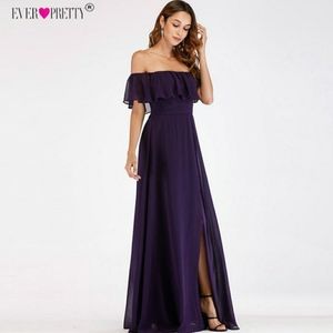 Off the shoulder Purple bridesmaid dress